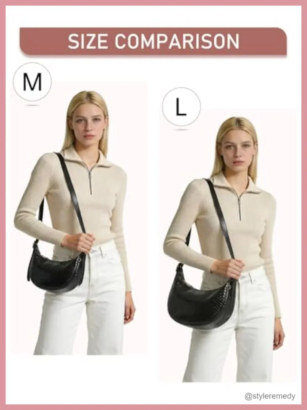 Women's Woven Crescent Hobo Bag with Detachable Pouch Crossbody Vegan Leather